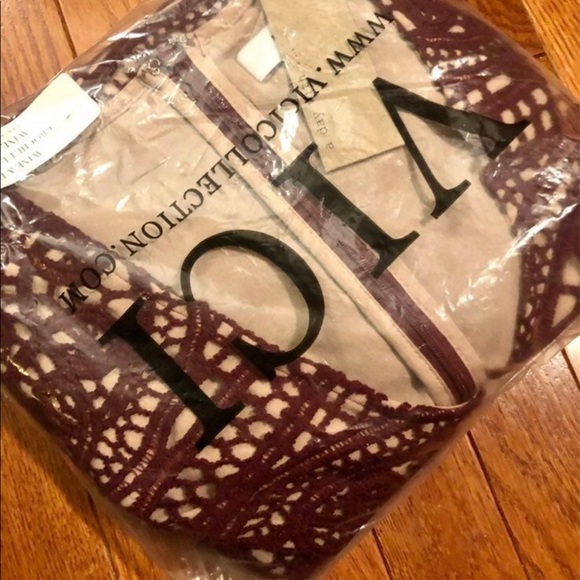 New Vici burgundy red wine long sleeve crochet lace cocktail mini dress size S - Picture 7 of 10